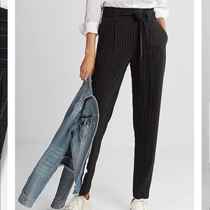 NWT High Waisted Ticking Sash Waist Ankle Pant